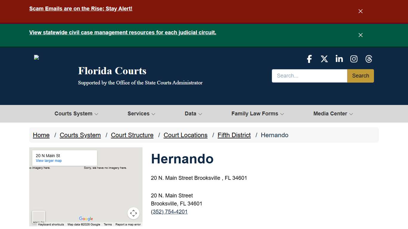 Hernando / Fifth District / Court Locations / Court Structure / Courts System - - Florida Courts